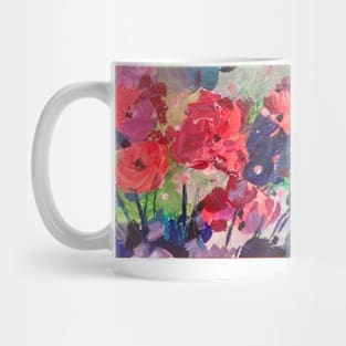 Oil contemporary painting , red flowers Mug